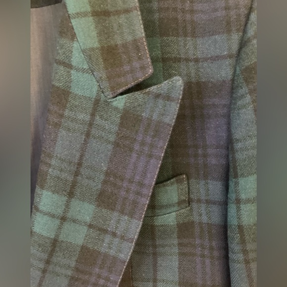 Vintage Giorgio Sant’ Angelo Wool Green Black Plaid Blazer 10 - Picture 7 of 11